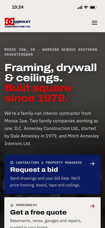 D.C. Annesley Construction Ltd. on a phone