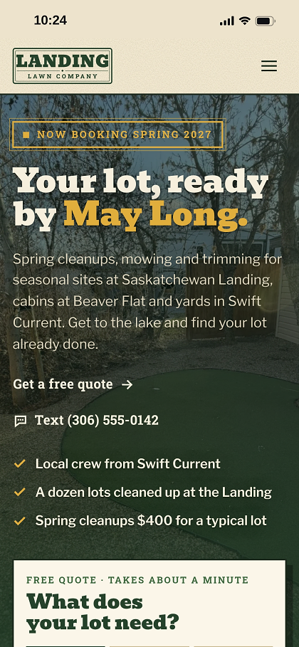 A client website on a phone